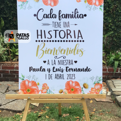 Rótulo de Bienvenida Floral Naranja