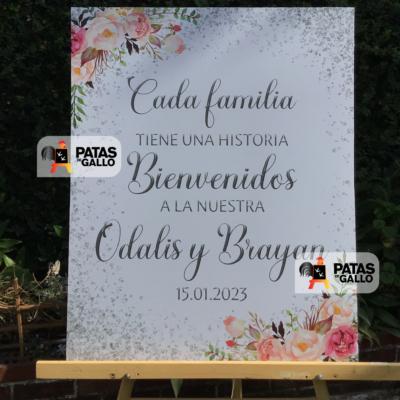 Rótulo de Bienvenida Floral Pastel