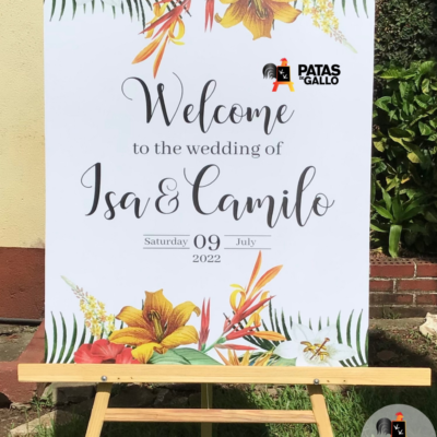 Rótulo de Bienvenida Tropical para Bodas