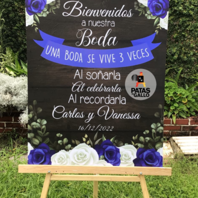 Rótulo de bienvenida estilo madera – Bodas